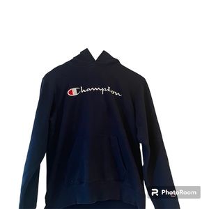 Champion Hoodie/Sweatshirt Navy Blue Kids XL Cotton